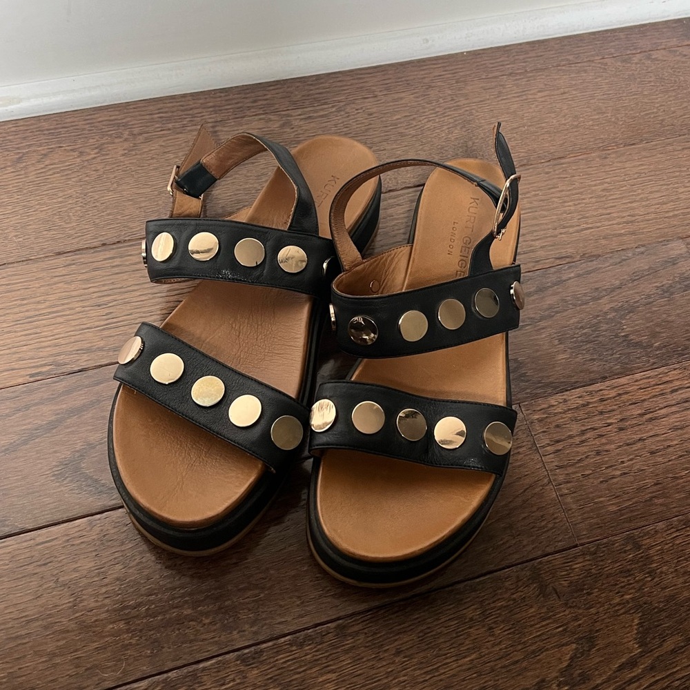 Kurt Geiger London Sandals Black Tan Sz 39